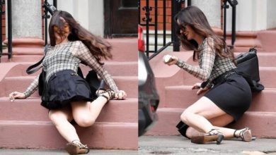 Anne Hathaway cae de escaleras en grabación de El diablo viste a la moda 2